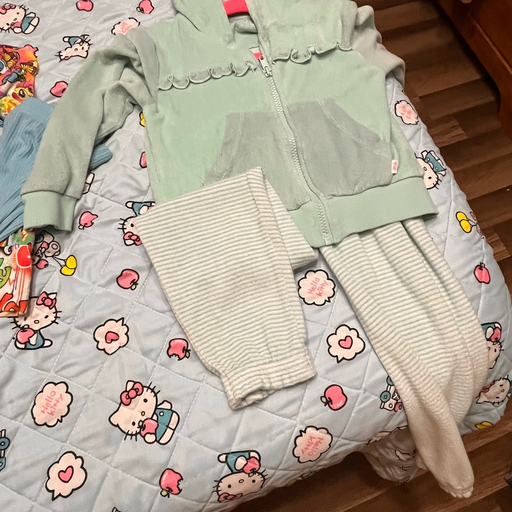 Ruffle Butts Light Green Kids Set